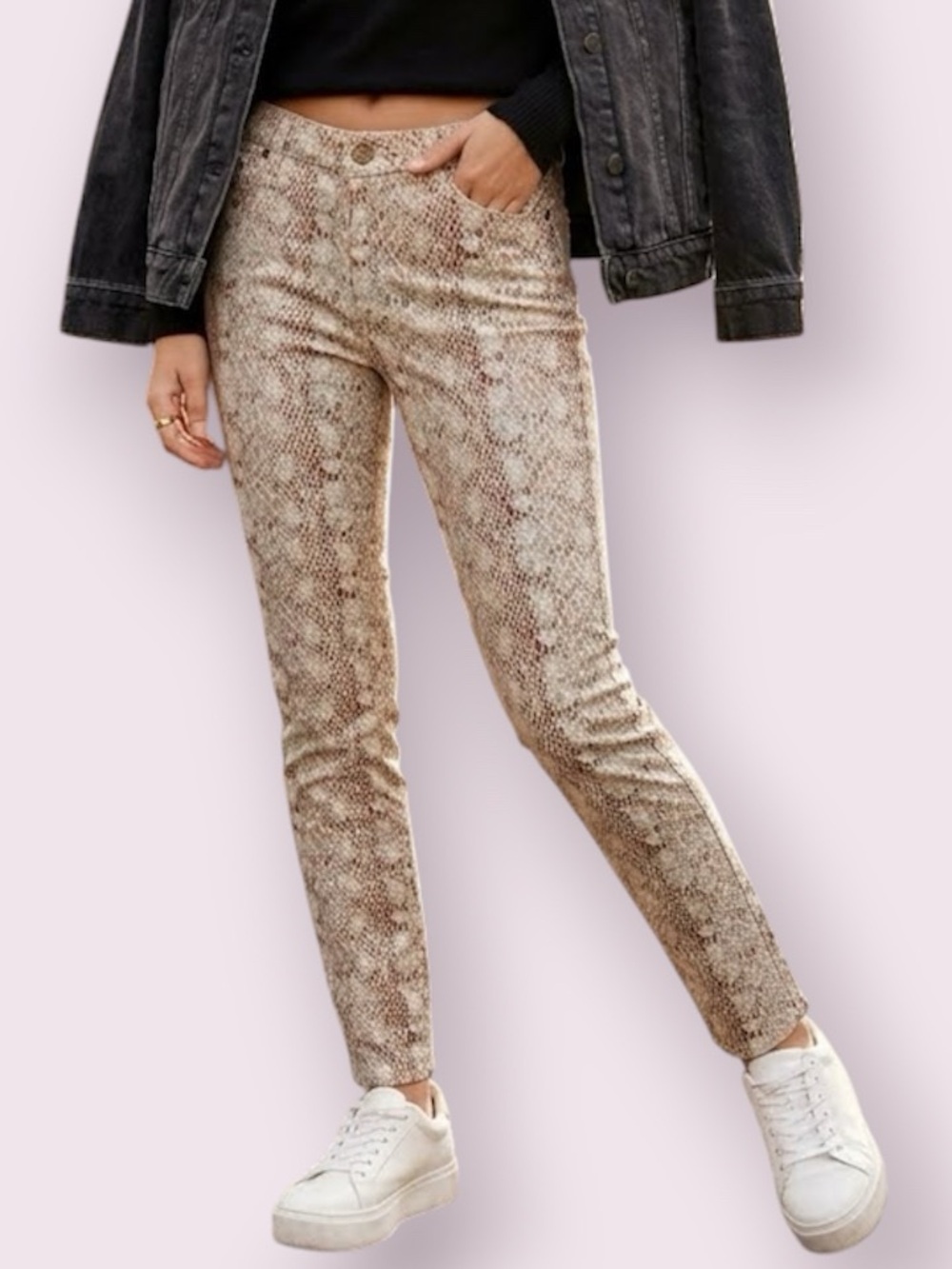 Adriano Goldschmied Leopard Print Prima Ankle Jeans Cream Size 30